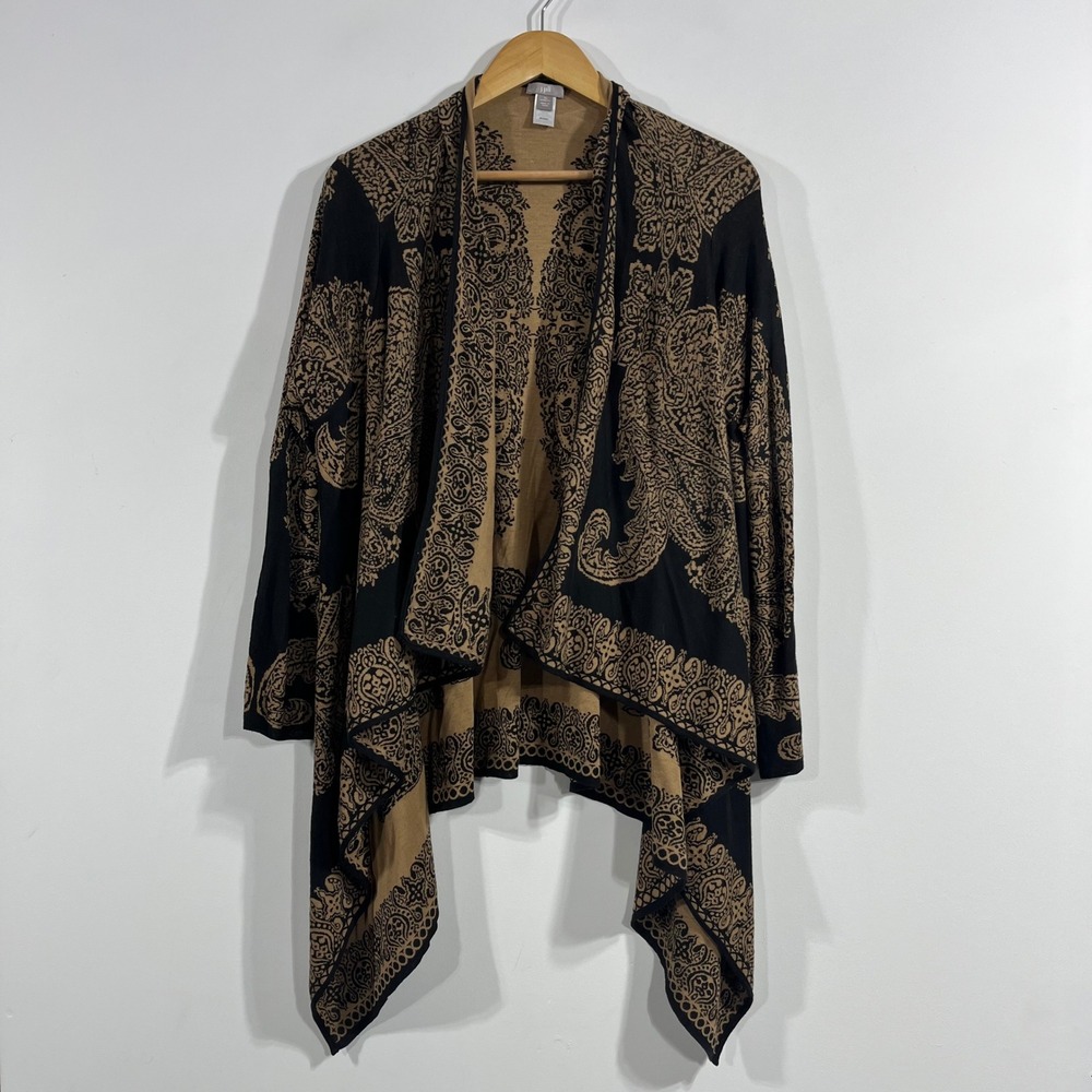 J. Jill Artsy Boho Paisley Open Front Cardigan Sweater Cotton Womens 1x